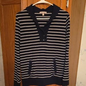 Banana Republic Black and White Striped Women's Sweater